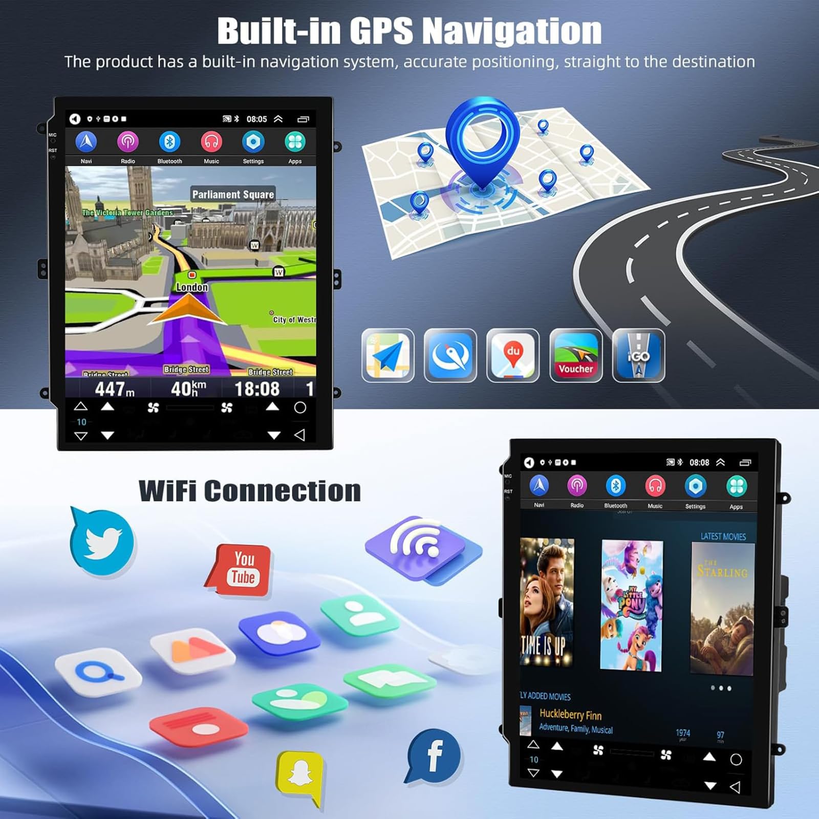 Android 15 Upgrade Radia Samochodowego do Fo-rd Mustang 2010 2011 2012 2013 2014, Obsługuje Bezprzewodowy CarPlay/Android Auto, 9.7" Pionowy Ekran Dotykowy, WiFi/Bluetooth/GPS/FM/Kam(Size:4Core 2+32G)