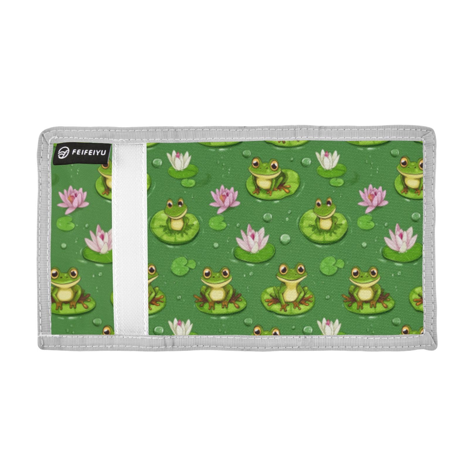 Wusikd Cute Frogs Kids Wallet for Boys Girls Lily Pads Toddler Trifold Wallet Novelty Wallet for Teens Women Men