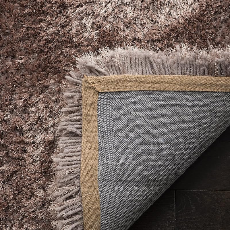 Image of Luxury Shaggy Carpet Solid Plain Fluffy Fur Rectangular Rugs For Bedroom Living Room 2X6 Feet Microfiber & Polyster Modern Interior Floor Mat Brown
