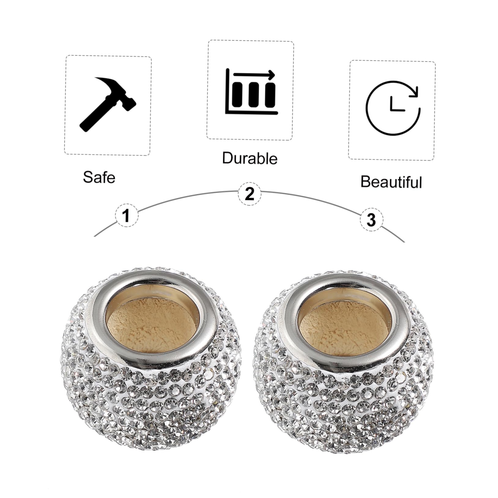 CGEAMDY 4 Pezzi Collari per Arredamento Decorazioni per Auto, Crystal Diamond Auto Decorazione Poggiatesta Interna, Universali Poggiatesta E Decorazione per Interni Auto Camion SUV(Bianco