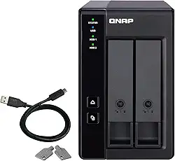 QNAP TR-002-A-US Armazenamento de conexão direta (DAS) USB tipo C de 2 compartimentos com RAID de hardware (sem disco)