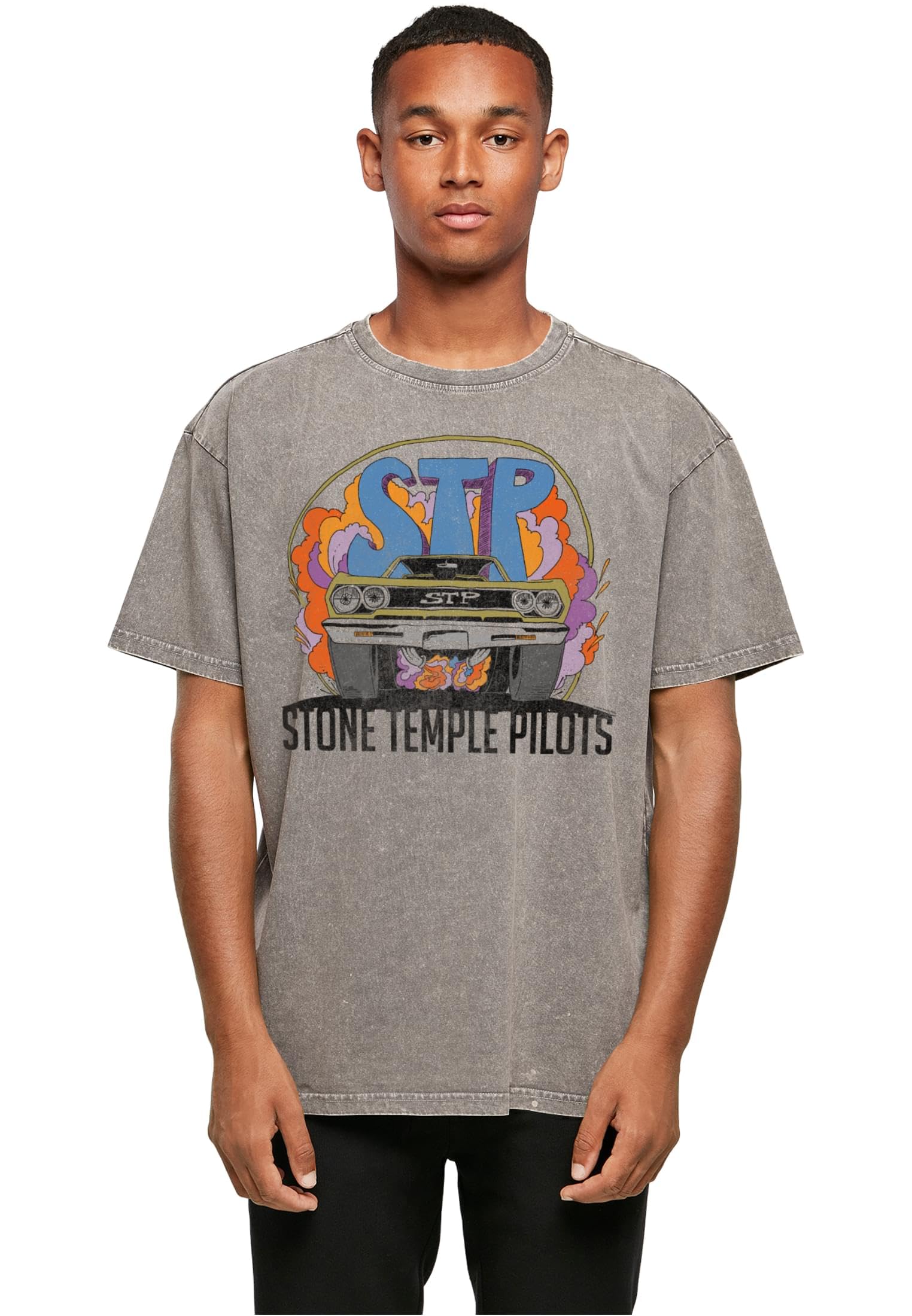 Merchcode Mp5001731-stone Temple Pilots-Vintage Muscle Acid Washed Oversize Tee T-Shirt, Asfalto, XL Uomo