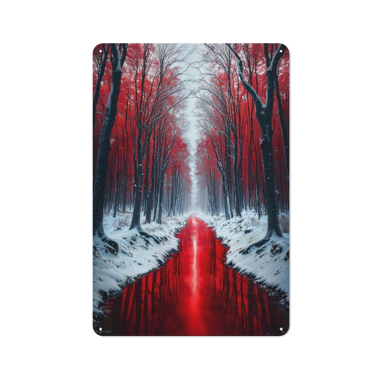 Junmoney Bloodstained Forest For Lounge Or Reading Corner, Rustic Tin Sign 30X20cm, For An Autumn Update To Lounge And Reading Corner