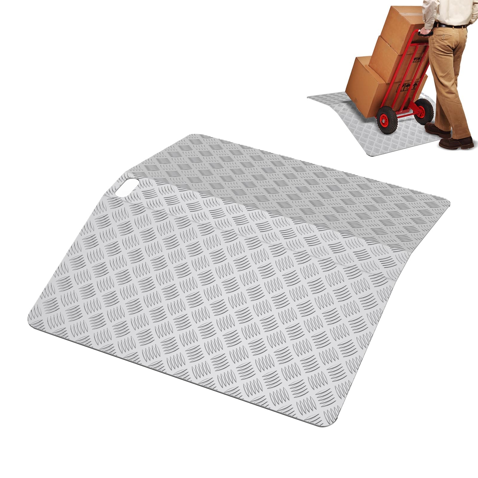 ACXIN Rampe de seuil de porte - Rampe pour fauteuil roulant - En aluminium - Antidérapante - Avec poignées - Charge maximale : 270 kg - 100 x 70 x 10 cm