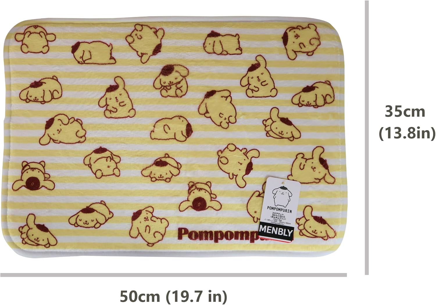 Pocahco-Dog Cinnamon-roll Pompom-Puin Kawaii Door Mat - Mini Rug for Outdoor and Indoor Entrance - Non-Slip All-Weather Doormat, Sturdy Natural Rubber, 35 x 50 cm, 100% Polyester (Pompom-Puin)