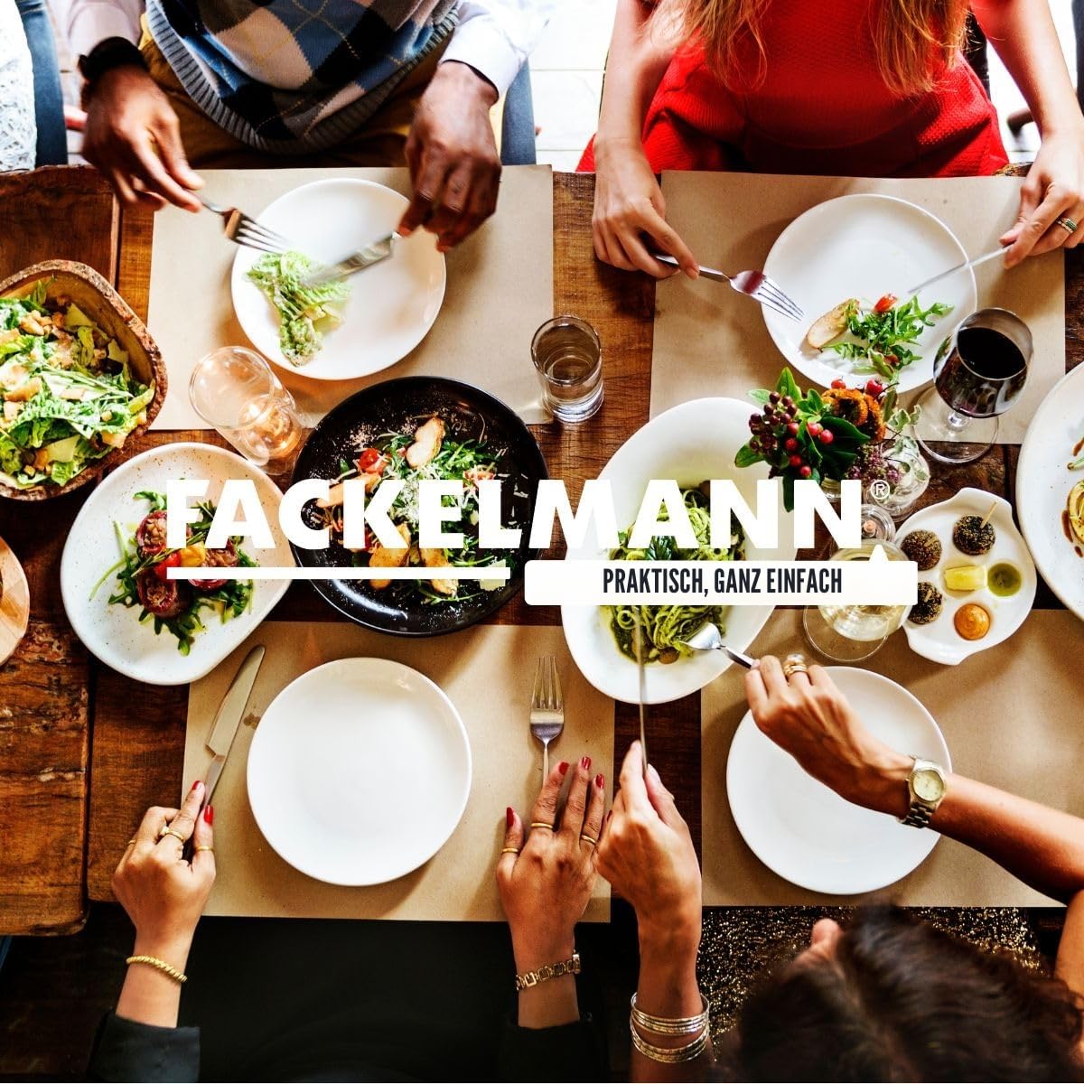 Fackelmann 9440550 Pfannen-Set, 3-teilig, 20, 24 und 28 cm, aus Edelstahl 18/8, 3 Glasdeckel und 6 Küchenutensilien, Pfanne für alle Herdarten, Induktion, Pfanne ohne PFAS, genieteter Griff, Edelstahl