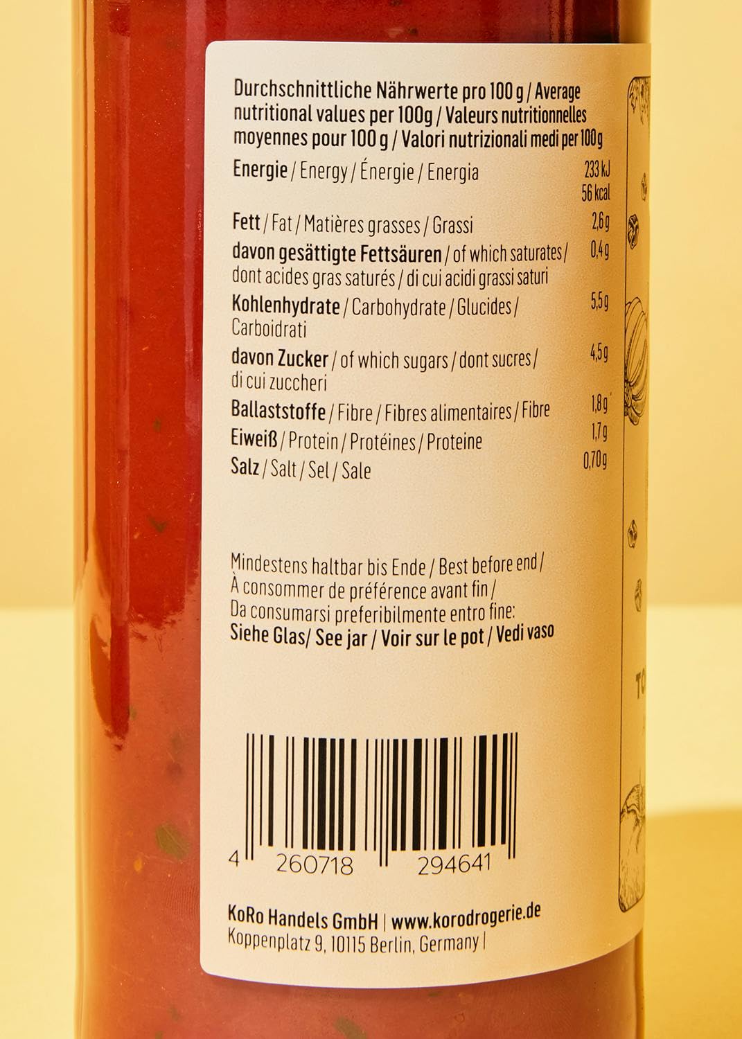 KoRo - Sugo all'arrabbiata | 6 x 530 g
