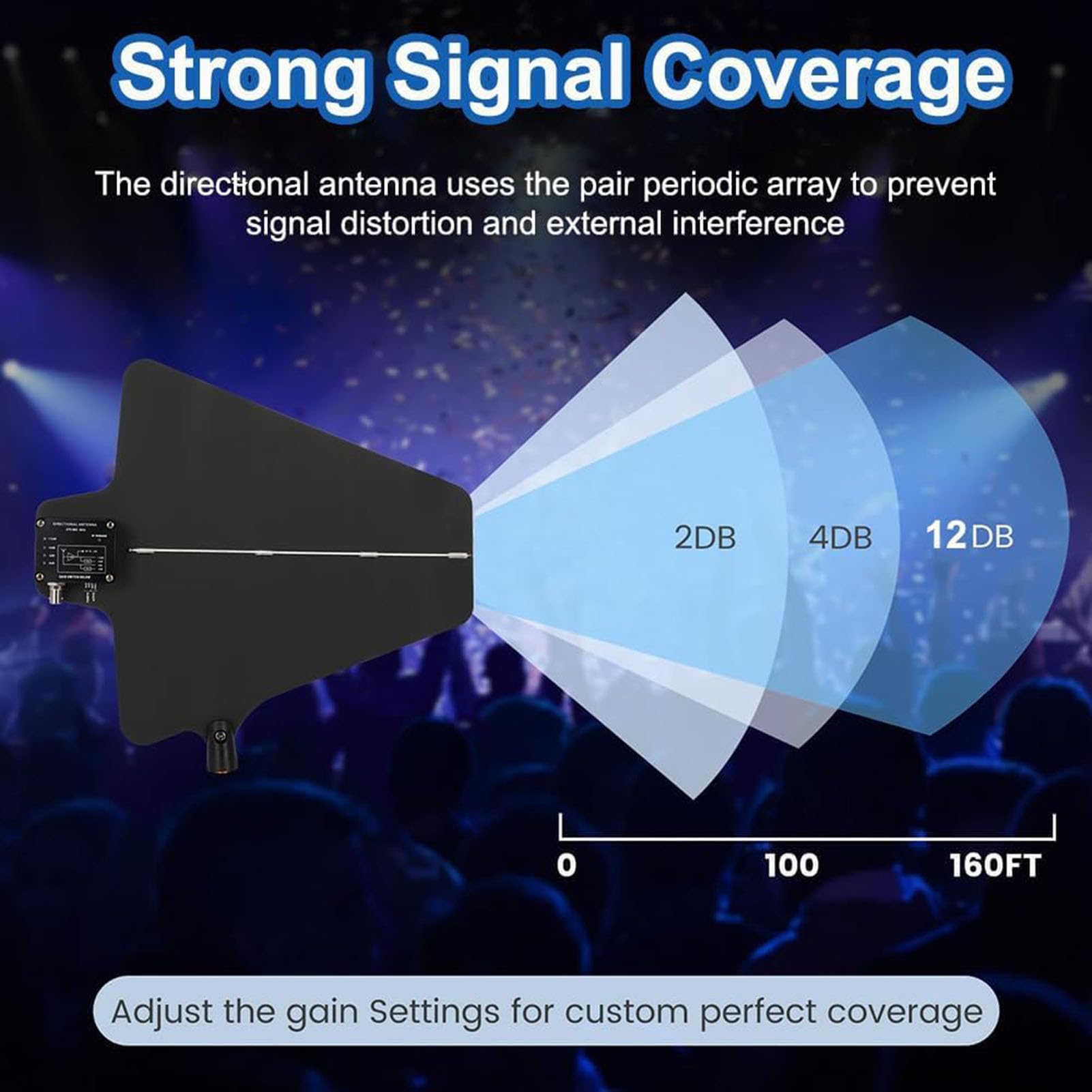 Amplificatore Segnale Wireless per Microfono con Antenna Uhf Direzionale Attiva, 8 Ingressi/Uscite Frequenza 450-950mhz per Spettacoli Teatrali, Matrimoni E Spettacoli dal Vivo
