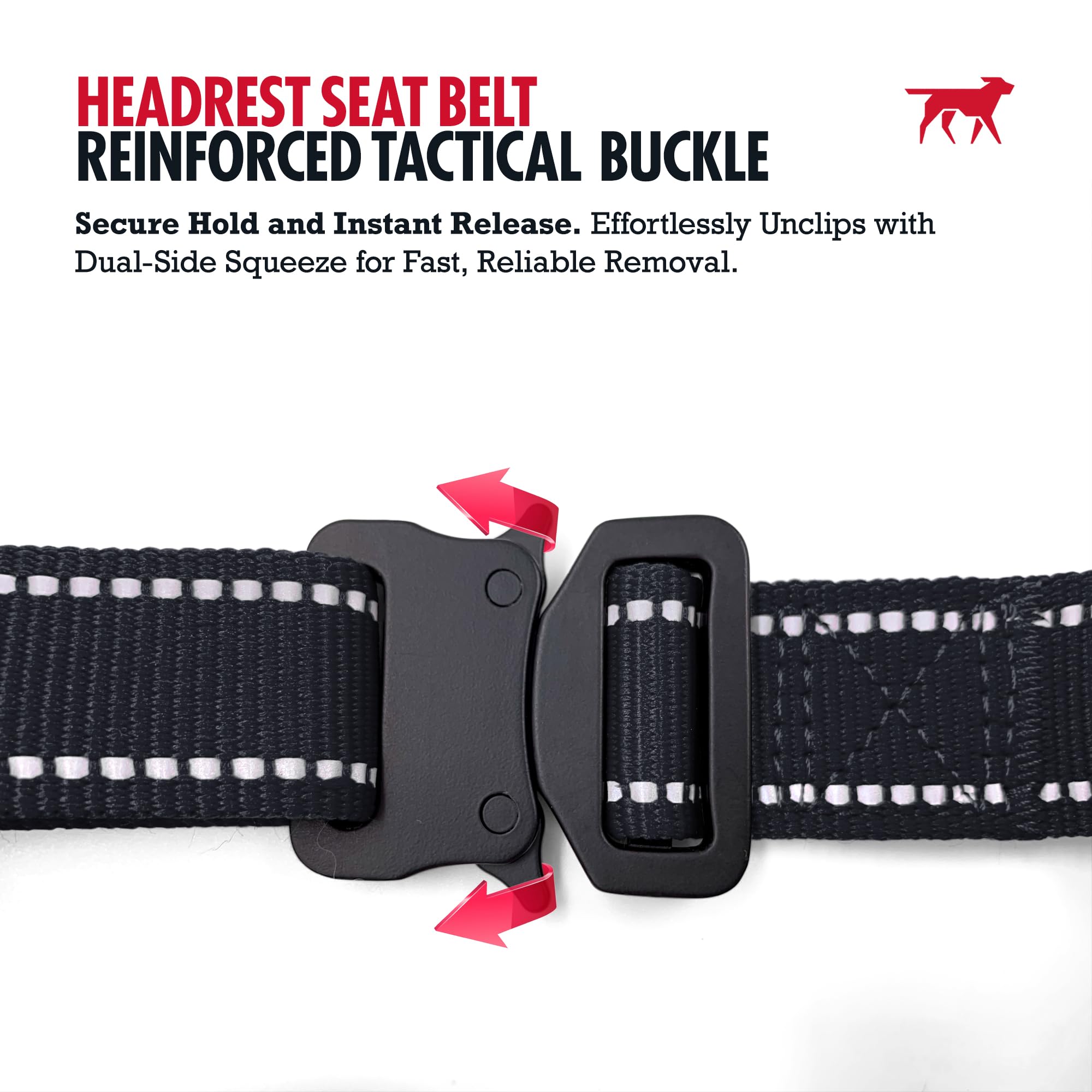 Tuff Pupper Dog Seat Belt for Car Headrest | Adjustable Length Dog Car Harness Restraint | Heavy-Duty Aviation Aluminum Carabiner & Tactical Buckle | Universal Fit for Small, Medium & Large Dogs - image 6