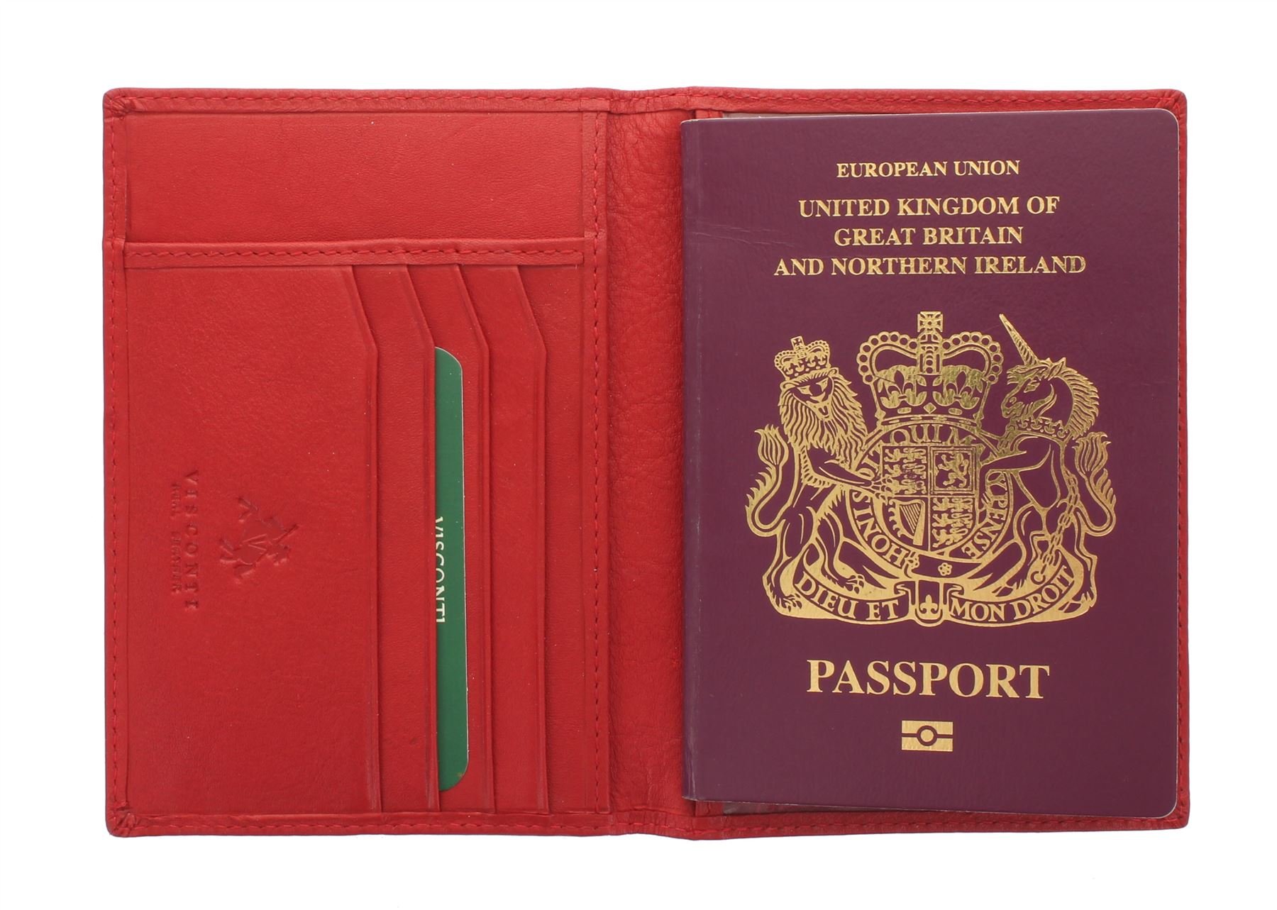Porta passaporto di pelle. Visconti collezione POLO Blocco RFID 2201 Rosso
