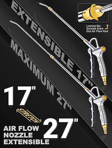 Miniatura 3 de JASTIND Pistola de soplado de aire mejorada con boquilla de soplador de aire ajustable, extensión de hasta 27 pulgadas con boquilla de flujo de aire