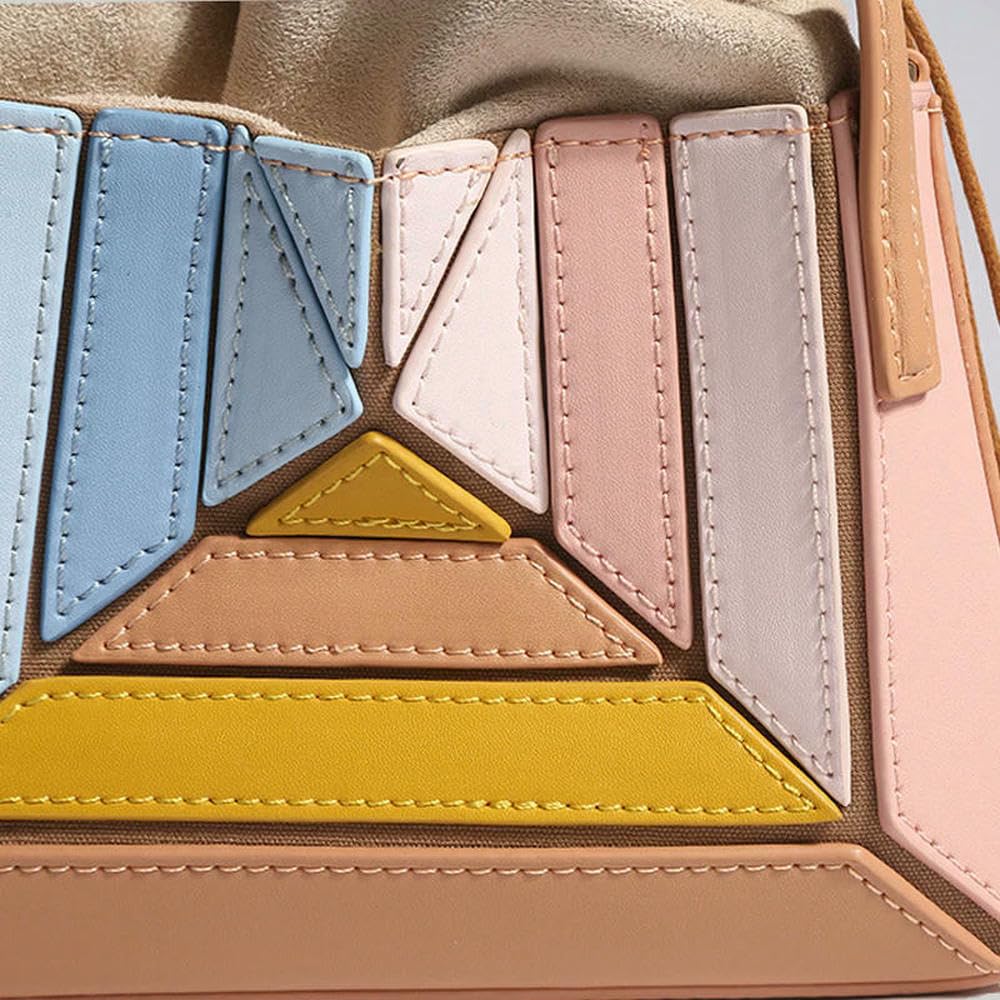 Bolso Bandolera para Mujer, de PU, con asa Superior en Contraste y Empalme
