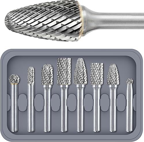Juego de 8 fresas de carburo 14 de 14, brocas para amoladora de troquel de vástago de 14, brocas de molienda para herramientas rotativas de metal,