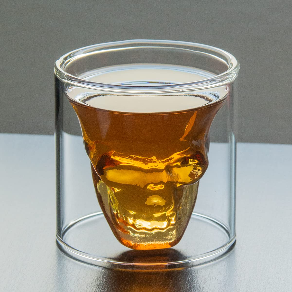 ALANDIA Set di 6 Bicchieri con Teschio | Ideali come Bicchieri da Assenzio o Bicchieri da Liquore | 80 ml (non 25 ml)