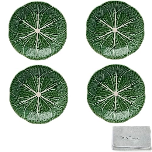 The Wine Savant Bordallo Pinheiro Cabbage Green Dessert Plate Set