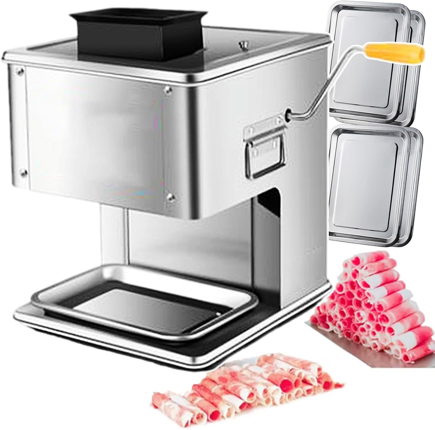 Commercial Hand-Cranked Meat Slicer, Automatic Meat Slicer, Suitable for Boneless Pork, Beef, Lamb, Pickled Vegetables, and Soft Vegetables, 21Mm Diameter.,15mm