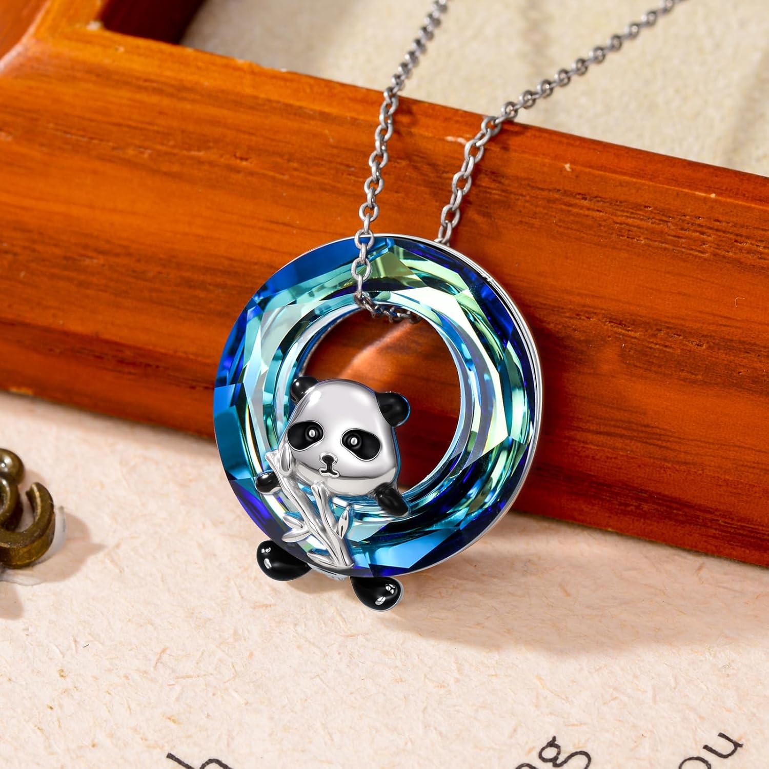Panda Necklace for Women 925 Sterling Silver Cute Panda Bamboo Pendant with Crystal Jewelry Gift for Her - Image 2