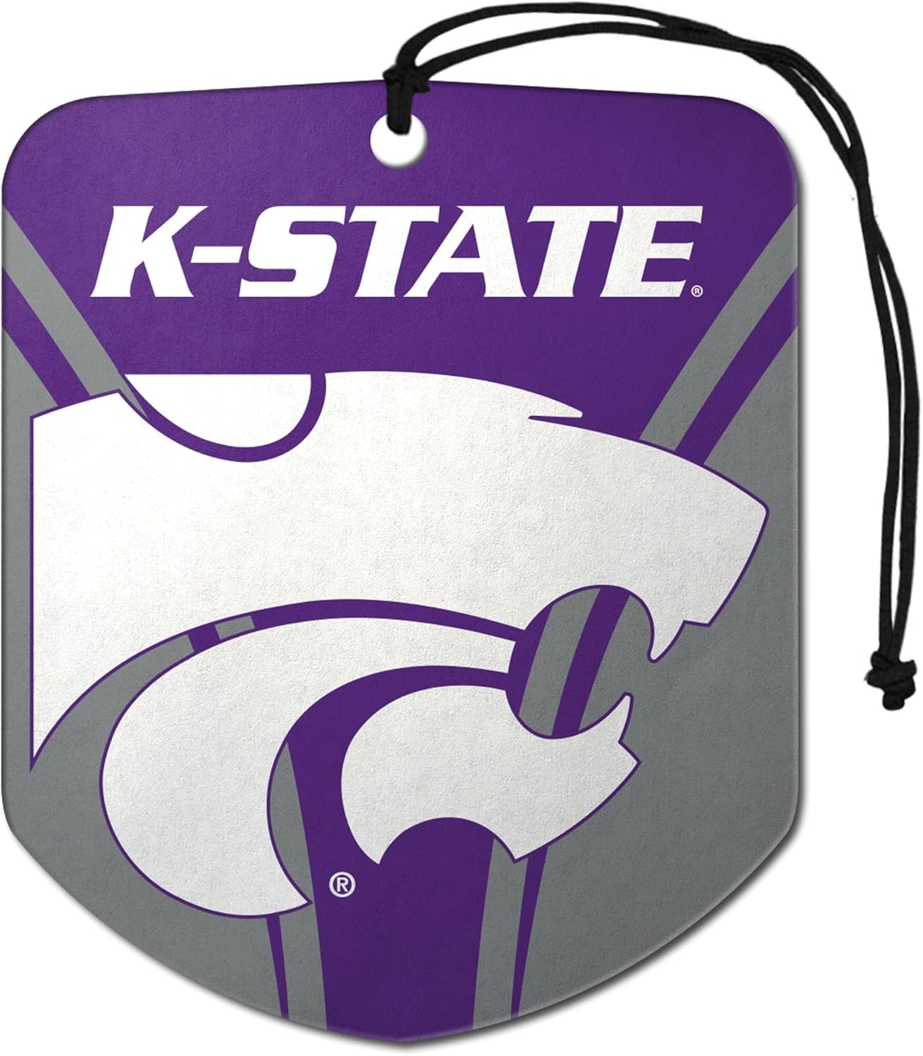 FANMATS 61616 NCAA Kansas State Wildcats Hanging Car Air Freshener, 2 Pack, Black Ice Scent, Odor Eliminator, Shield Design with Team Logo