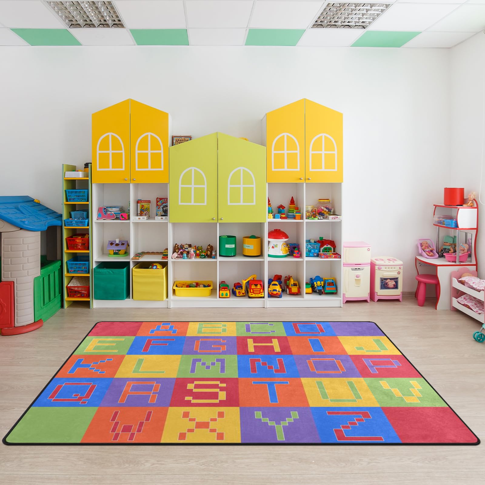 Kids Rug, ABC Alphabe Classroom Carpets Playmat Rugs - 5x7 Ft Kids Carpet with Rubber Backing, Colorful Children's Classroom Seating Rug Play Mat Nursery Rugs for Children Bedroom Playroom Elementary