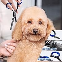 Vista 6 de Gimars Kit de tijeras de aseo para perros 4CR profesional con punta redonda de seguridad, 5 en 1 con revestimiento de titanio resistente, tijeras