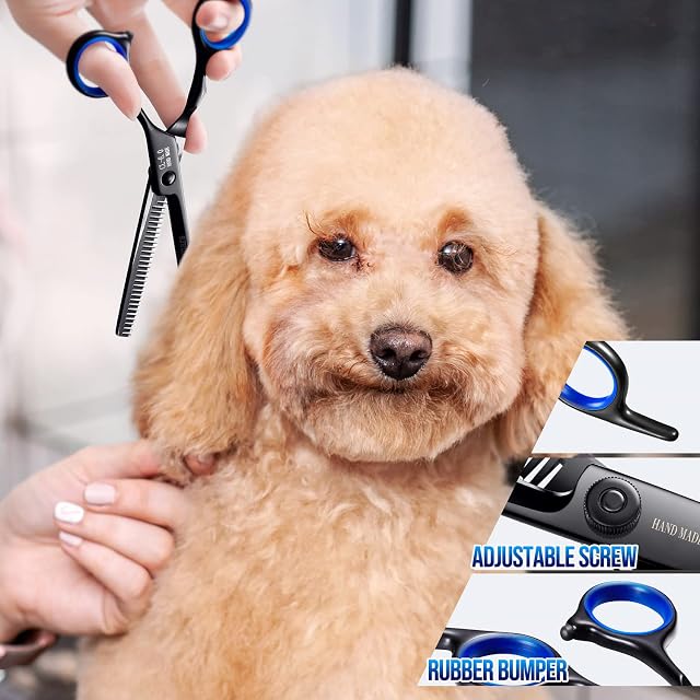 Foto 6 de 7 de Gimars Dog Grooming Scissors Kit Professional 4CRCon Punta Redonda De Seguridad, 5 En 1 Tijeras Para Esculpir