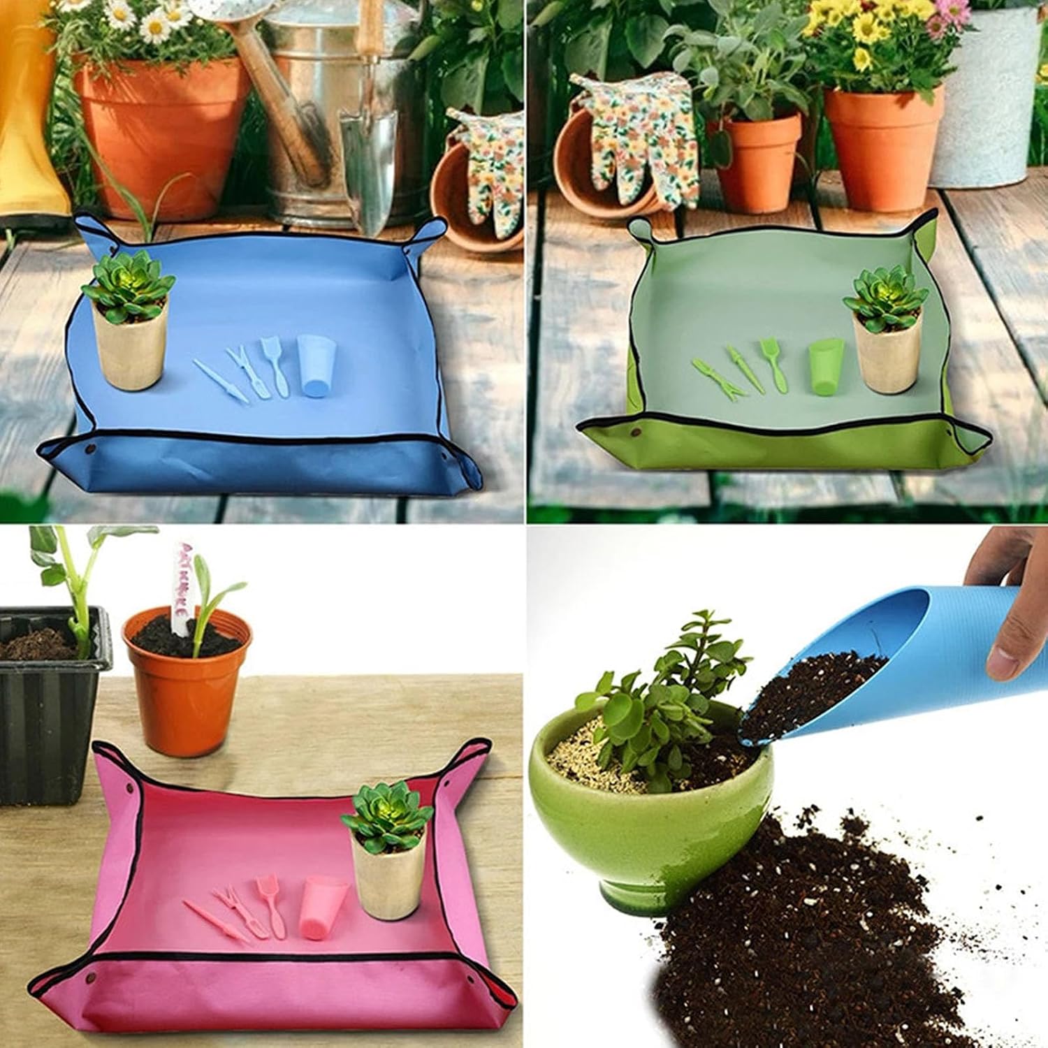 Plants Transplanting Mat, Pink, 50 * 50cm Oxford Foldable Tray image 3