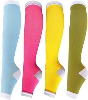 SHUTELI Toeless Open Toe Compression Socks Compression Stockings 4 Pairs for Women and Men Circulation