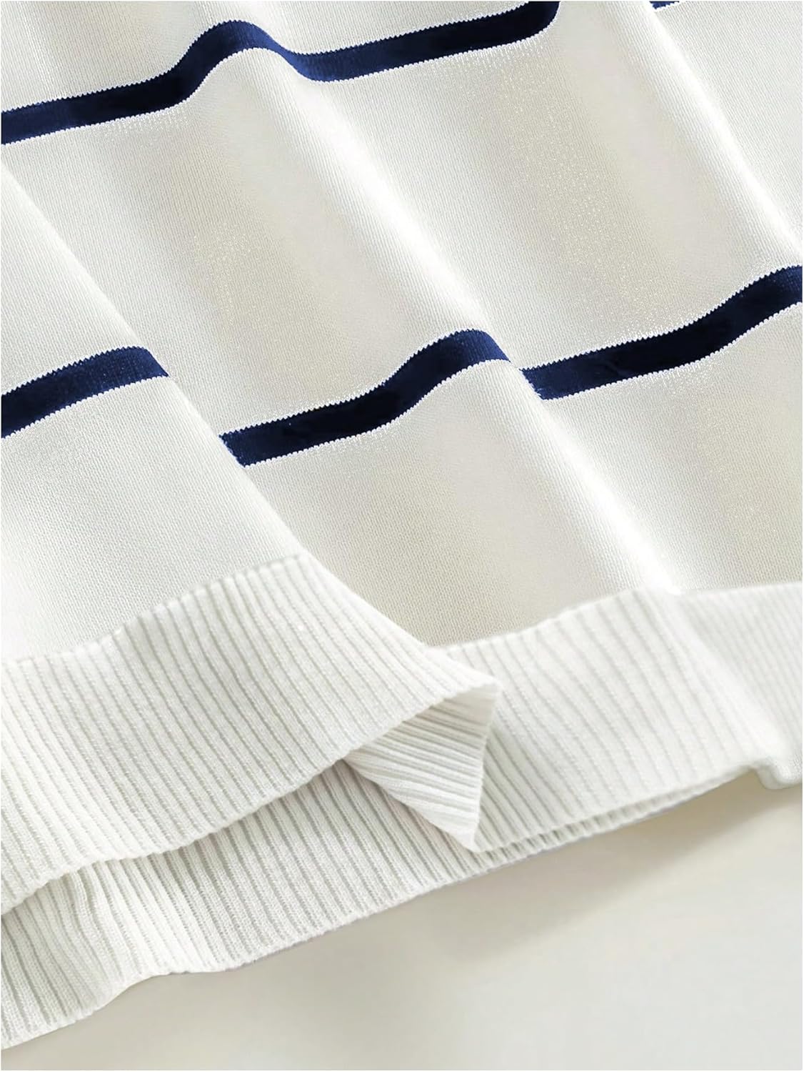 SHENHE Men's Striped Short Sleeve Sweater Crew Neck Color Block Lightweight Knit Top Pullover - Image 4