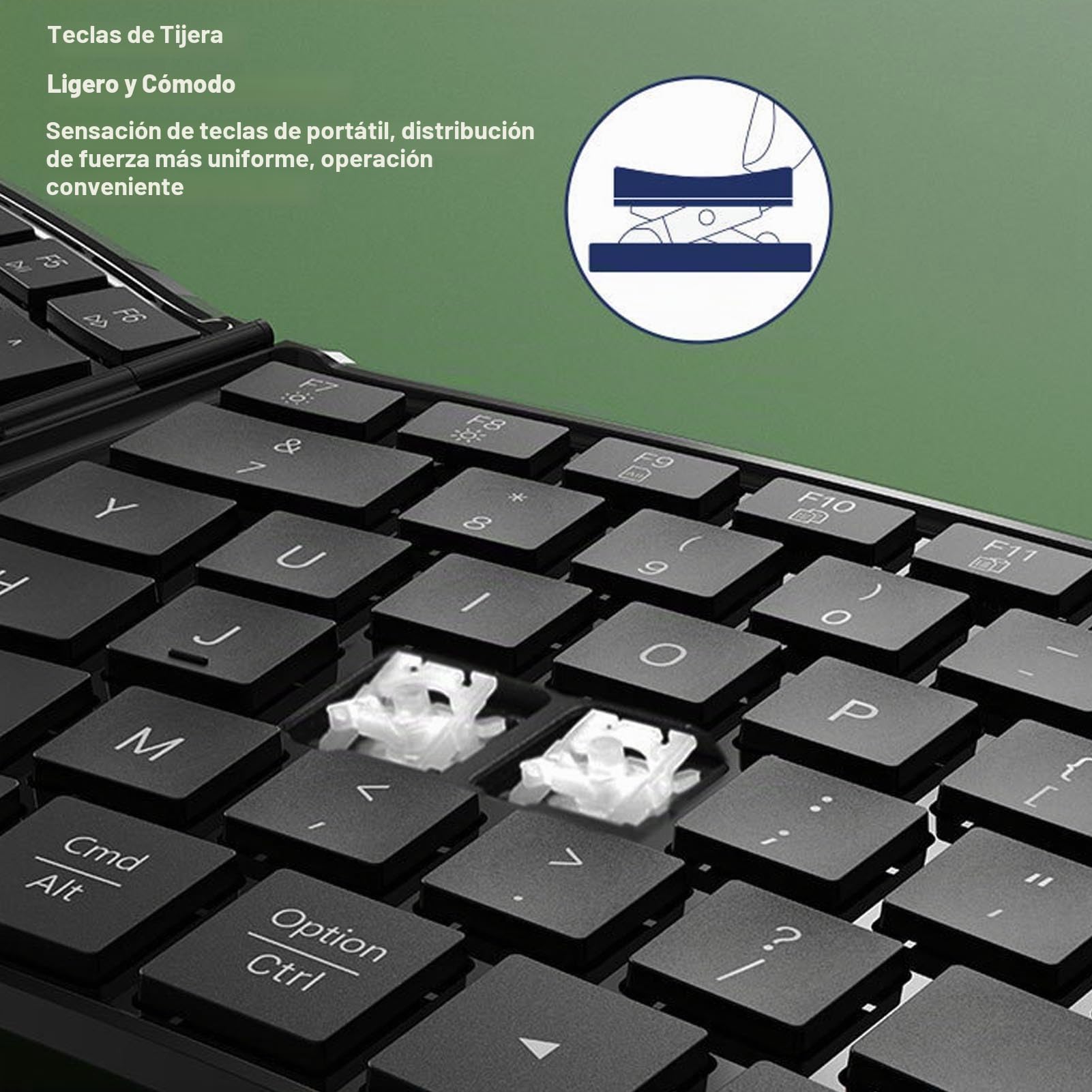Tosuny Teclado Ergonómico Plegable, Teclado Ergonómico Dividido Bluetooth 5.0 Portable Inalámbrico con Teclas de Tijera Silenciosa, para Negocios de Viajes, Compatible con Laptop,