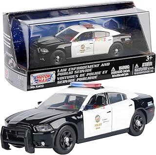 Motormax 2011 Dodge Charger Los Angeles Police Department LAPD Police Pursuit Vehicle 1/43 Diecast Police Car w/Acrylic Display Case 79466