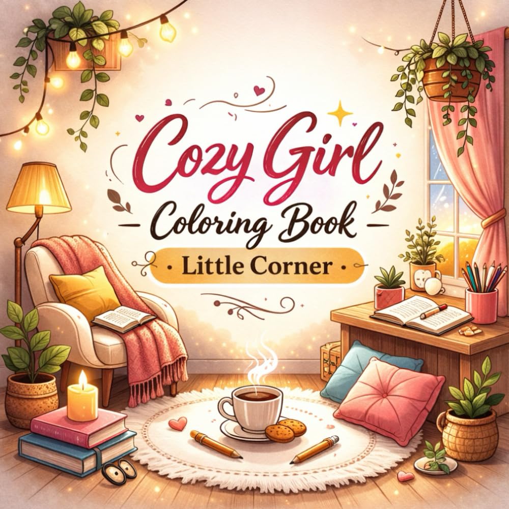 Cozy Girl Coloring Book: Little Corner: Delightful, Cute & Comfy Scenes to Color