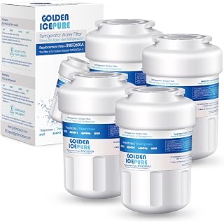 GOLDEN ICEPURE MWF Refrigerator Water Filter Replacement for GE SmartWater MWFA, GWF, GWFA, RWF0600A, FMG-1, WFC1201, GSE25GSHECSS, PC75009, 197D6321P006, Kenmore 9991, PC83879, GSL25JFTABS (4)