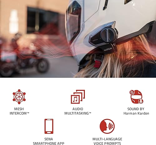 Miniatura 4 de Sena Auriculares Bluetooth de comunicación para motocicleta 50S con sonido de Harman Kardon Sistema de intercomunicación de malla integrado
