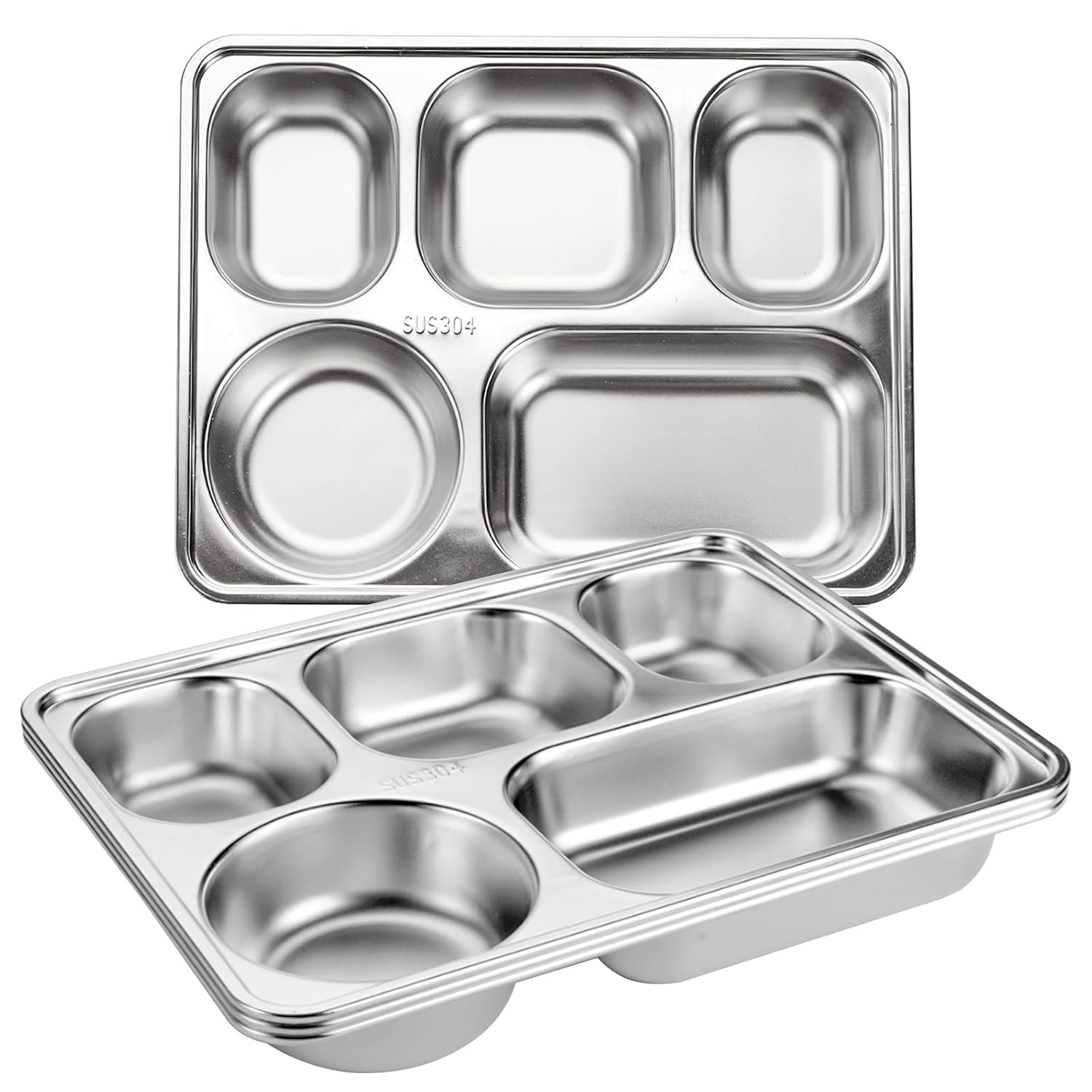 Stainless Steel Divided Plates | 5 Section Dinner Plates for Kids/Adults | for Camping/Hiking/Lunch/Dinner | Food Serving Tray for Every Day Use (4)-image-23
