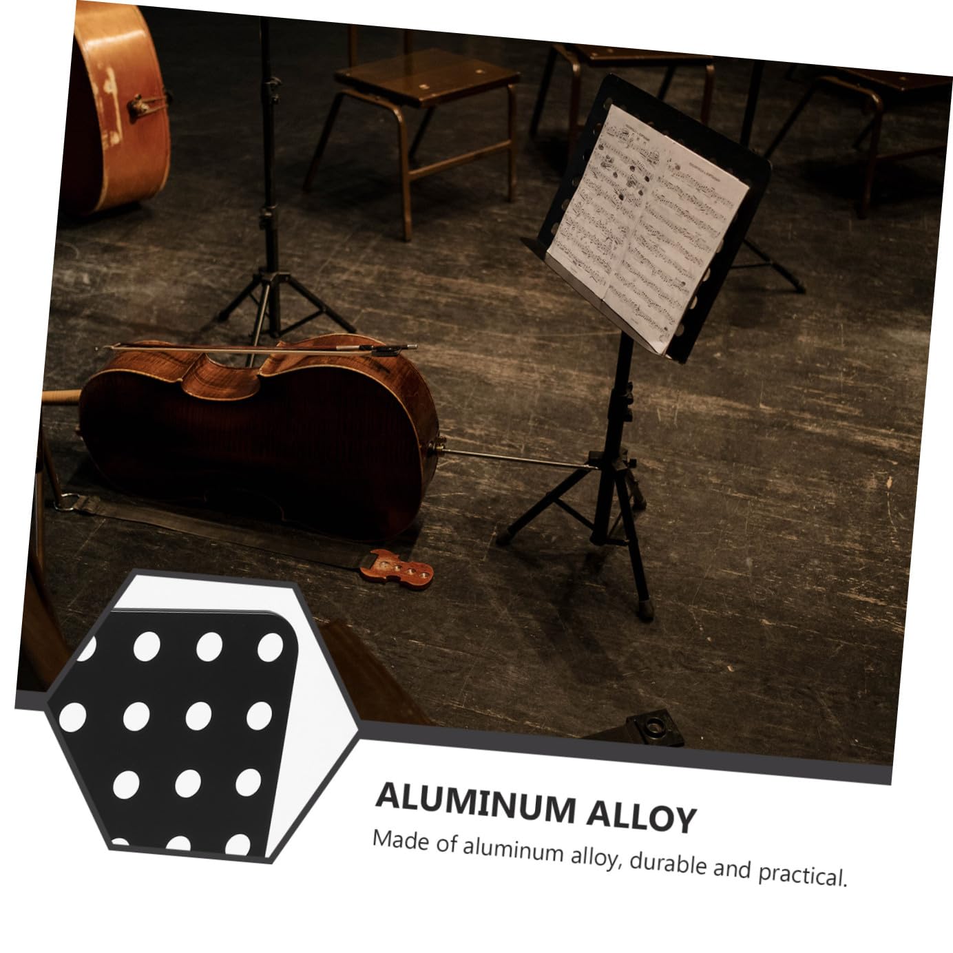 Cabilock Atril para Partituras Negro Plegable y Ajustable de Acero Suave y Abs, Soporte Portátil para Libros y Partituras Adecuado para Tocar Guitarra y Presentaciones