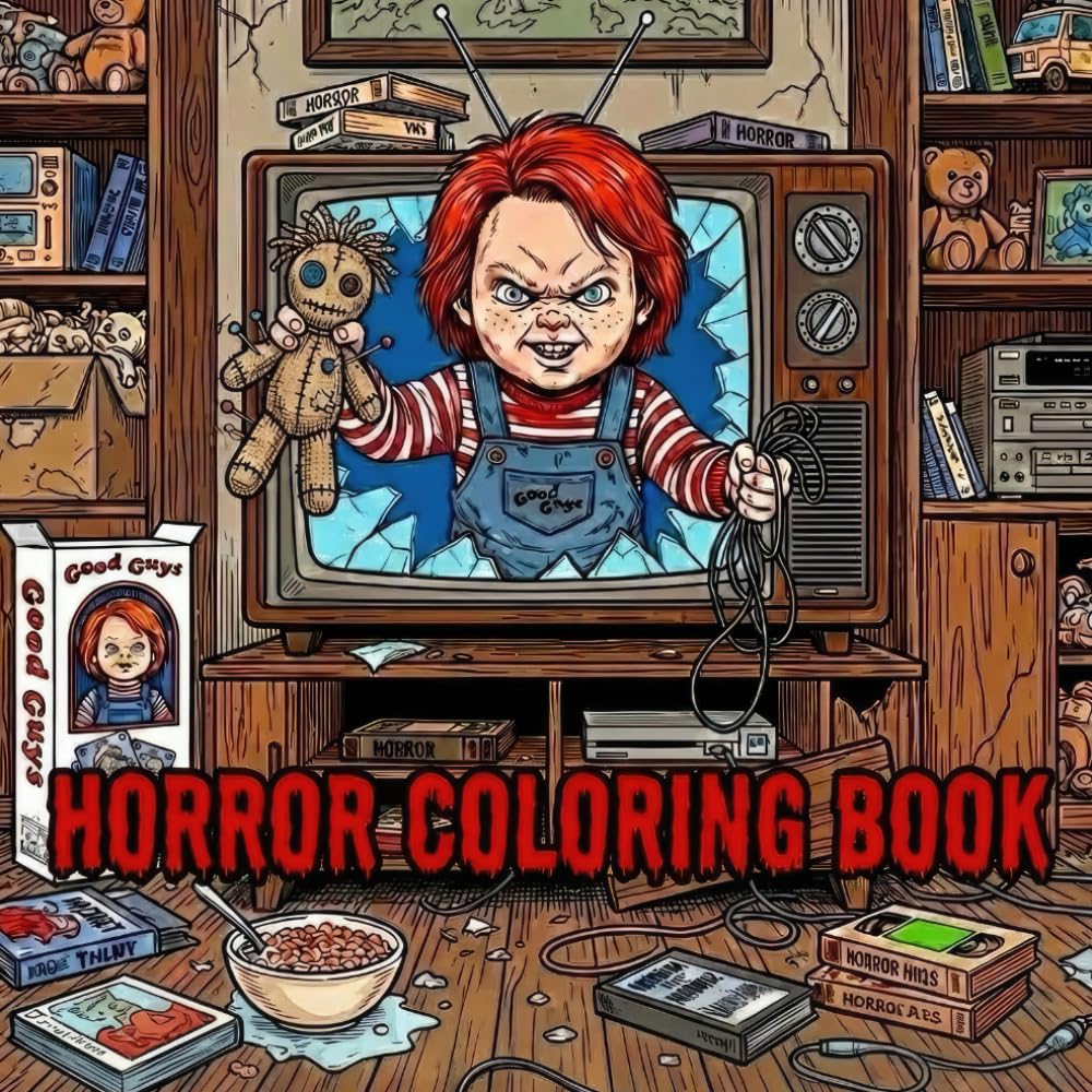 Horror Coloring Book: 50 Terrifying Illustrations Featuring Classic Horror Icons Serial Killers And Slashers Creepy Dolls And Famous Movie Monster For ... And Spooky Creative Fun Halloween Christmas