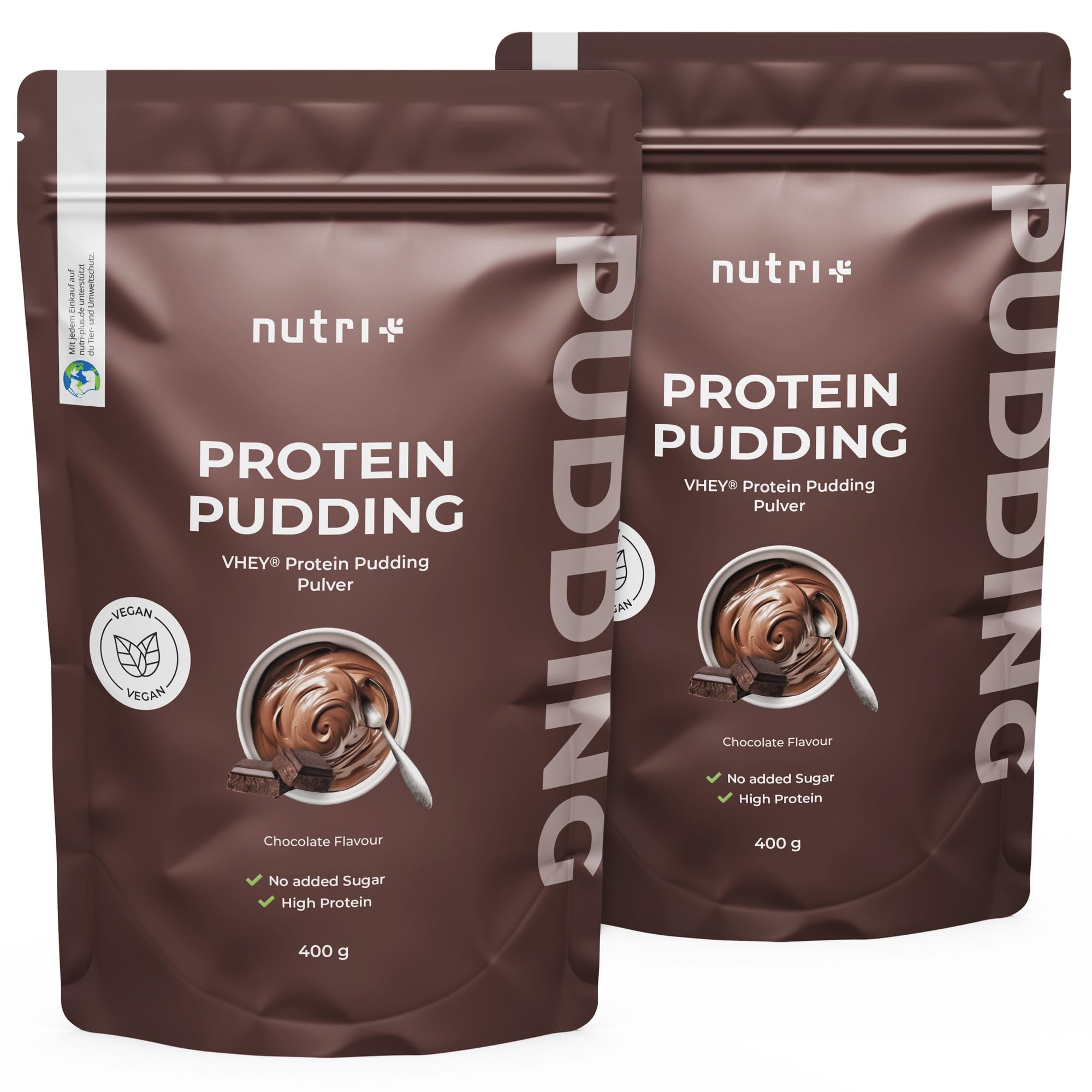 Pudin proteico Chocolate vegano 400 g 24 g Proteínas por Ración alto en Proteínas sin Lactosa y Gluten