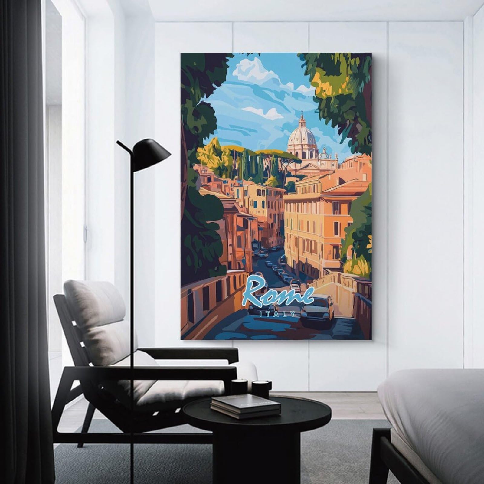 Junmoney Rome Cityscape Wall Decor Canvas Print, 12x18inch(30x45cm), for Small Homes, Bedrooms Or Open Spaces, Wall Decor with Flexible Room Appeal