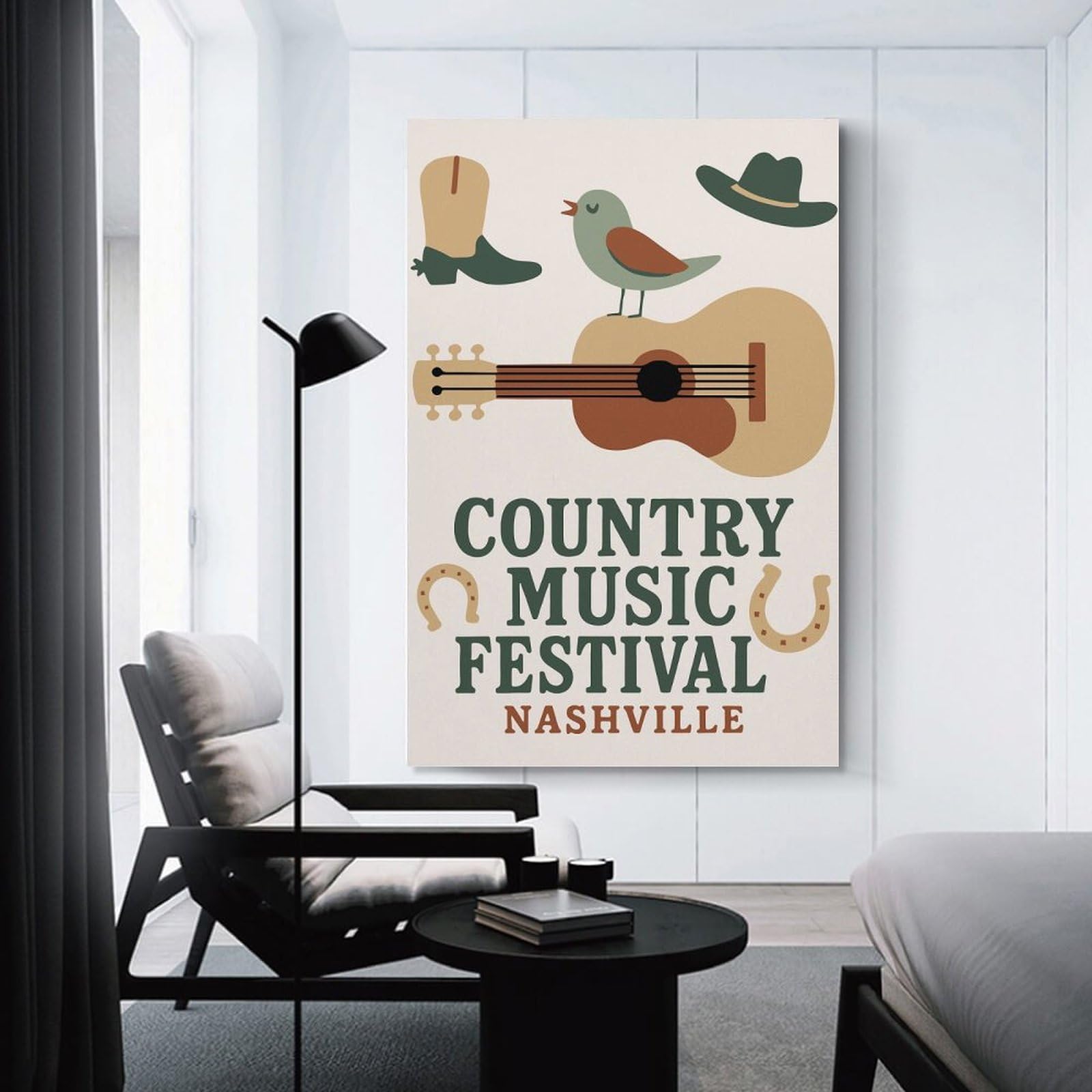 Junmoney Country Music Festival Nashville Canvas Wall Picture 08x12inch(20x30cm), for Picture Wall Styling in Lounge Or Bedroom, Decorative Artwork with Flexible Styling