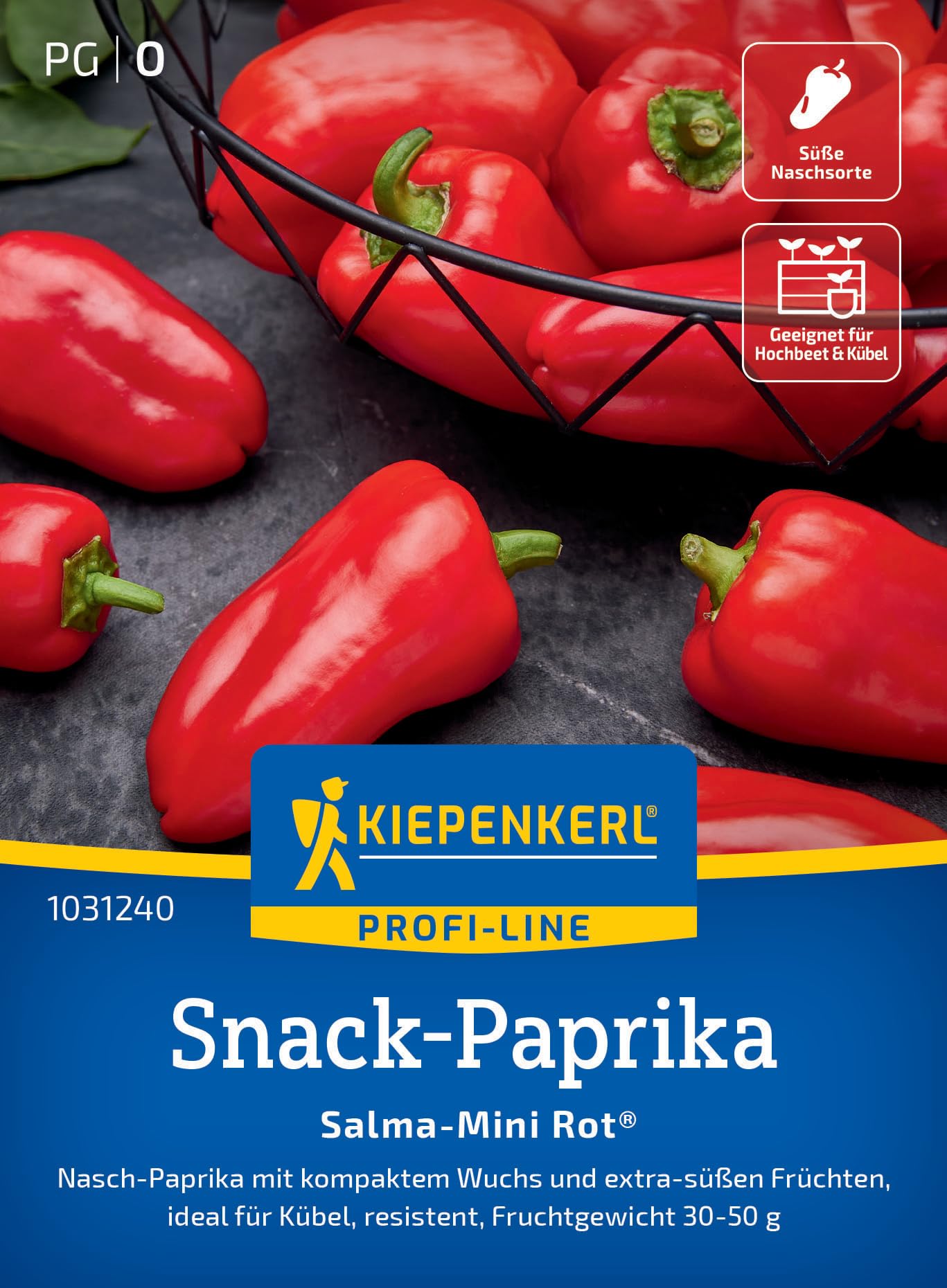 Kiepenkerl Profi-Line Paprikasamen Salma-Mini Rot® 1031240 - Nasch Paprika - kompakter Wuchs - extra- süße Früchte - Saatgut, Samen Gemüse, Gemüsepflanzen