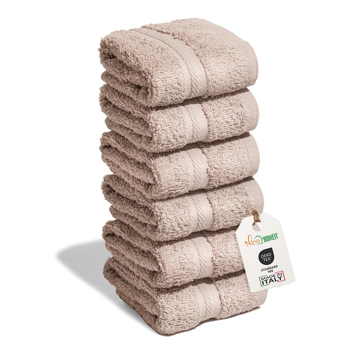 nice homeit Set 6 Lavette 30x30 cm Mini Asciugamani viso e ospiti 100% cotone ad