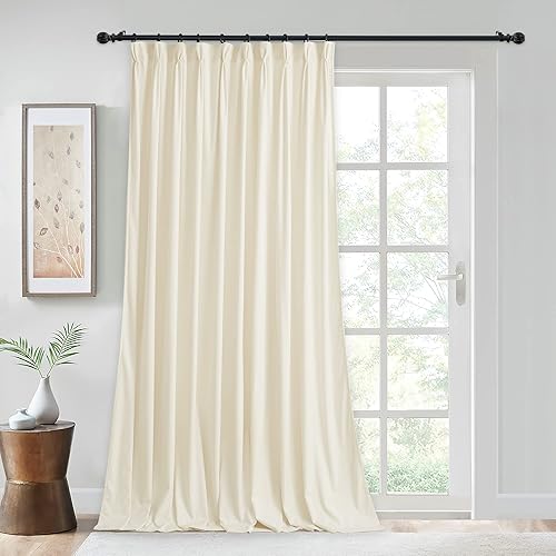 StangH Cortinas plisadas de terciopelo Cortinas de privacidad color blanco marfil de 96 pulgadas de largo para bebés y puertas corredizas de bebé,