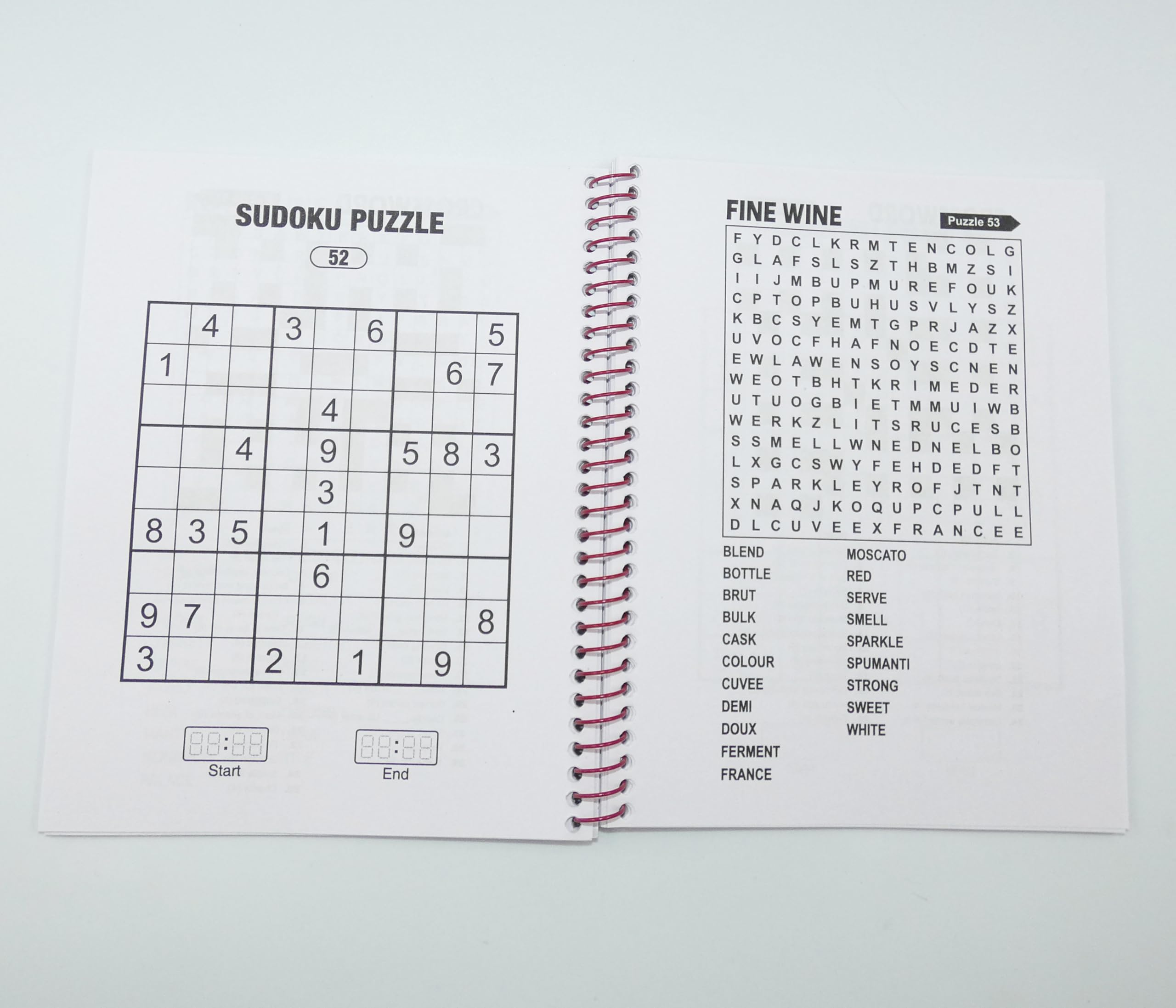 A5 Spiral Bound Travel Size 3 in 1 Sudoku Word Search Crossword Puzzle Collection Book Orange