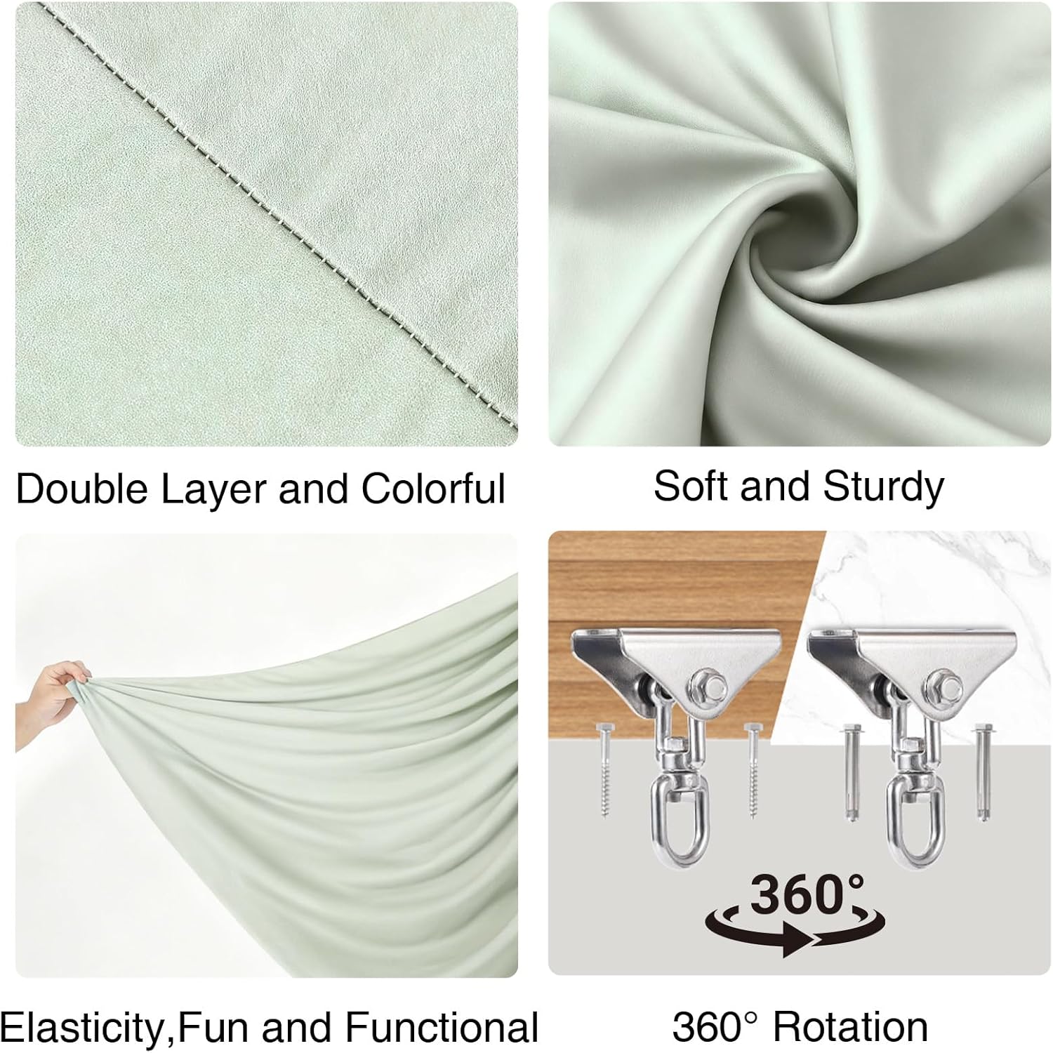Sensory Swing - 55" x 59" Dual-Layer Therapy Swing for Autism, ADHD & Sensory Needs, Calming Hug Effect, 360° Swivel, Indoor/Outdoor Use, Supports Up to 300 lbs