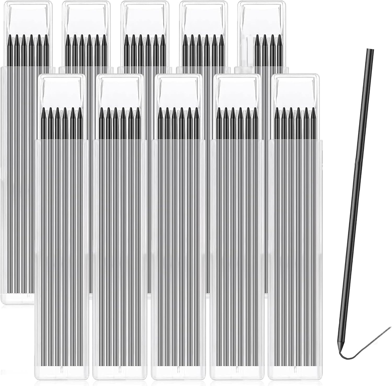 58Pcs 2.8mm Carpenter Pencil Refills Solid Replacements for Tracer & Pica Pencils Waterproof Deep Hole Marking Tips for Woodworking, Construction & Building