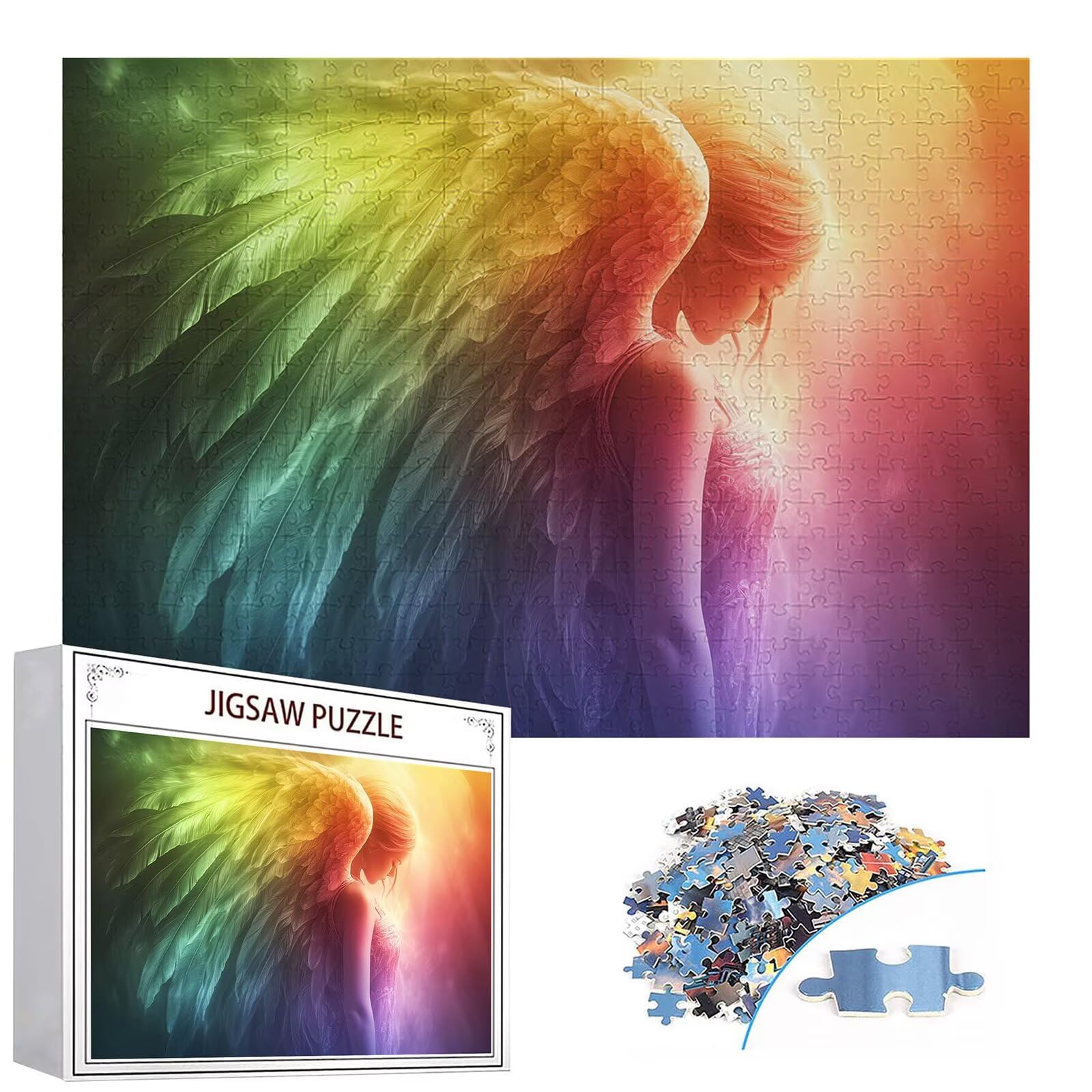 Puzzle 2000 sztuk anioł puzzle dla dorosłych 100 x 70 cm unikalne rzemiosło klasyczne 3D drewniana układanka do rodzinnych gier aktywnych, układanka do samodzielnego wykonania nawet do