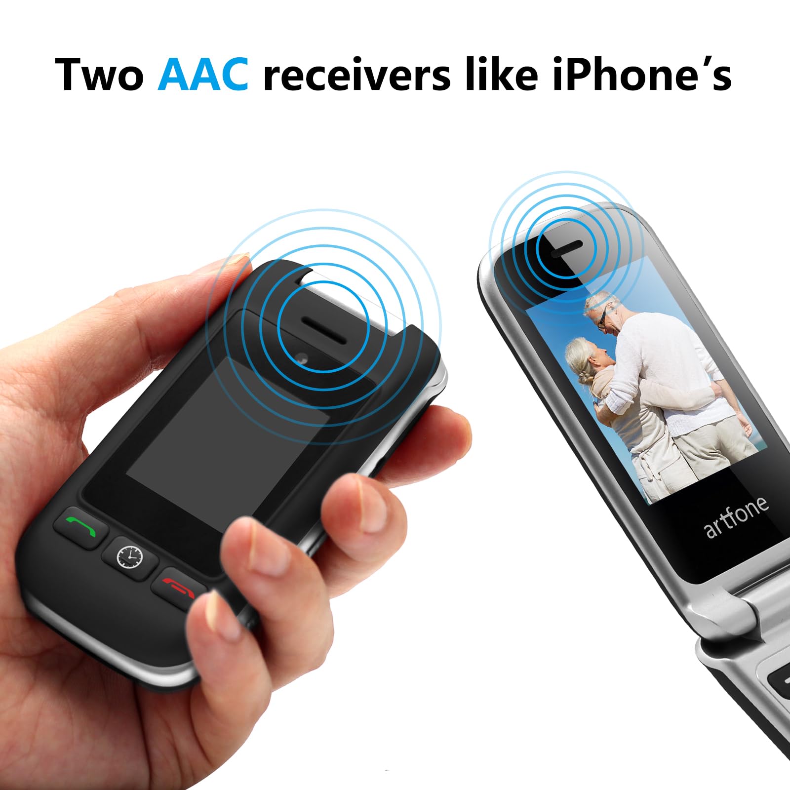 artfone C10 Seniorenhandy Klapphandy Ohne Vertrag丨2G GSM Handy für Senioren丨Dual SIM Großtasten Mobiltelefon丨2,4 Zoll Zweibildschirm丨SOS Notruftaste丨Ladestation丨FM Radio丨Zeitansagefunktion - Schwarz