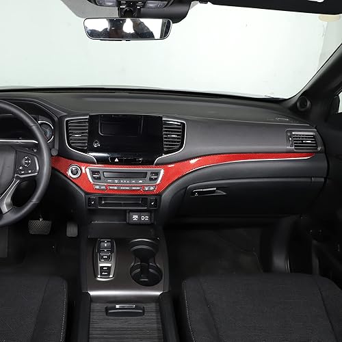 Miniatura 3 de Decoración de consola central de automóvil de fibra de carbono real suave 3D, marco de decoración, kit de decoración compatible con Honda Pilot 2015