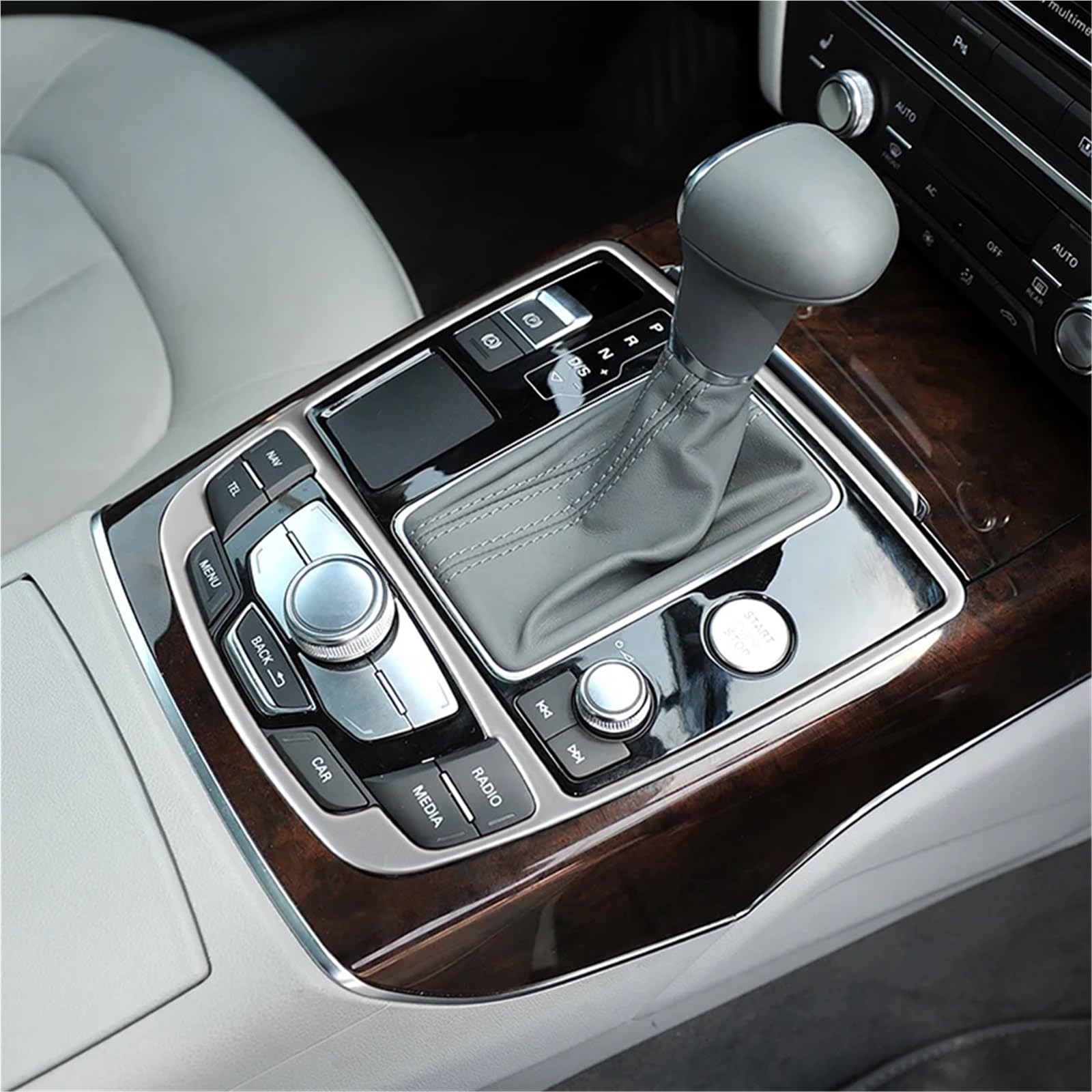 Ochrona Podłokietnika Pasuje do Audi A6 C7 2012-2018 Stylizacja samochodu Konsola środkowa Ramka dźwigni zmiany biegów Dekoracja wnętrza ze stali nierdzewnej(Carbon Fiber Color)