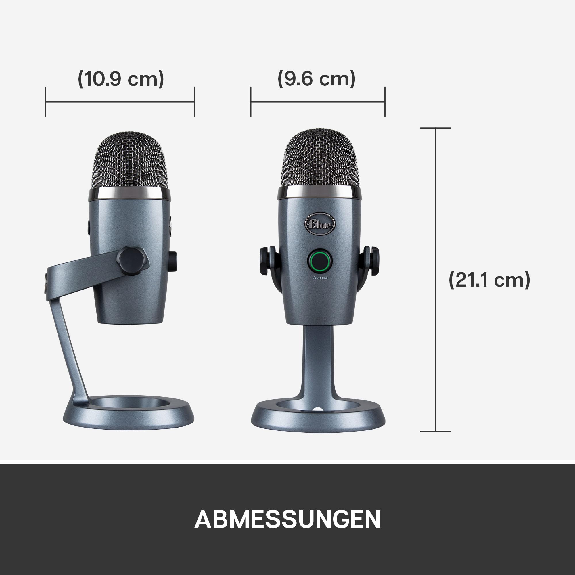 Blue Yeti Nano Premium USB-Mikrofon für Aufnahmen, Streaming, Gaming, Podcasting auf PC und Mac, Mit Blue VO!CE-Effekten, Nieren- und Kugelcharakteristik, Latenzfreies Monitoring - Grau